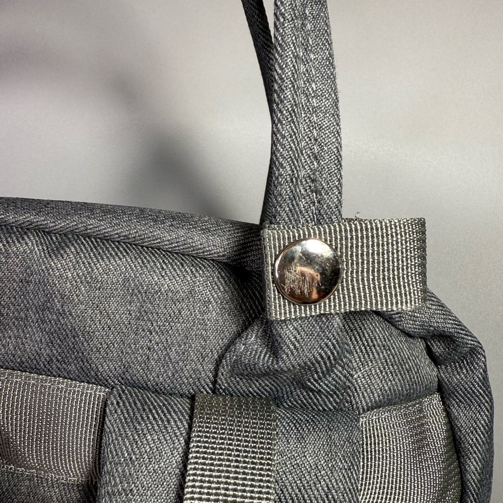 Dikaslon Chic Quilted Gray Backpack Diaper Bag with Tan Accents - Picture 9 of 13